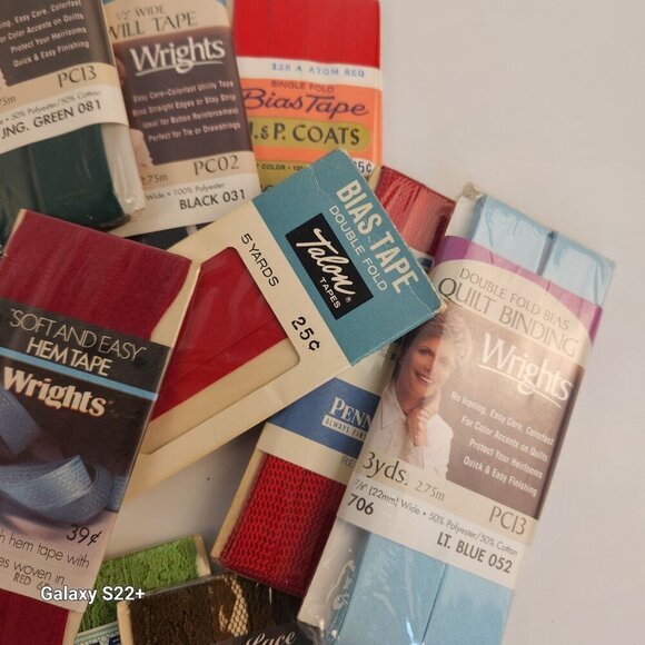 Vintage Lot Of Sewing Trims Wrights Rick Rack Bias Tape Folded Braid Hem Tape Qu - Picture 11 of 12